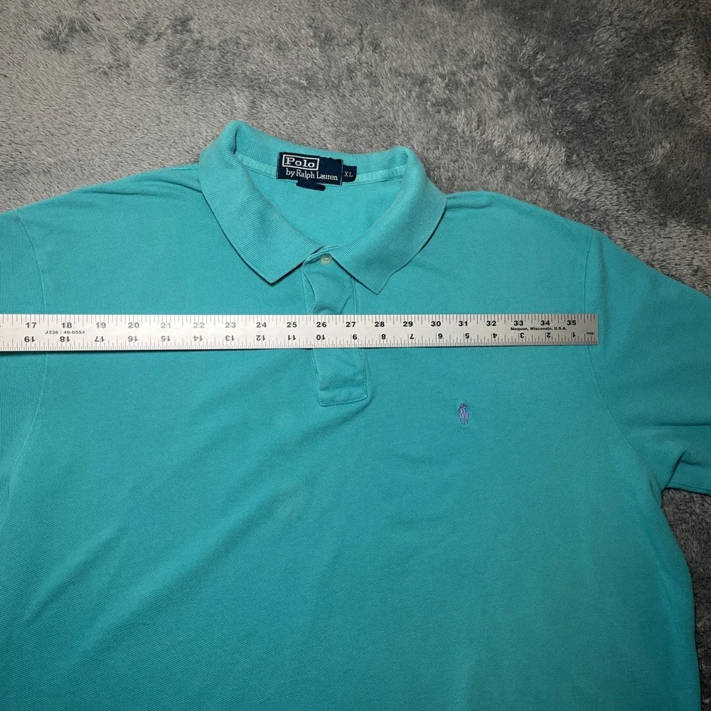 VTG Polo By Ralph Lauren Men's SZ XL Short Sleeve Aqua Blue Polo Lavender Pony